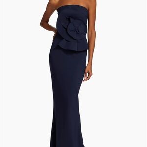 (NWT) Chiara Boni La Petite Robe strapless ruffle evening gown, Size 14, Navy